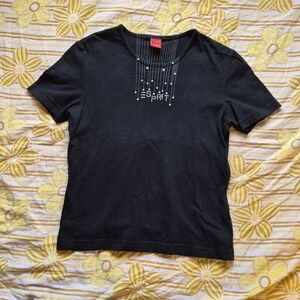 Esprit Black Tee with Sparkly Graphic